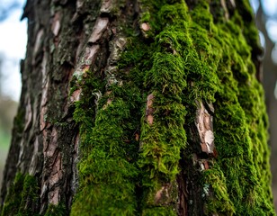 Close-up of mossy tree bark