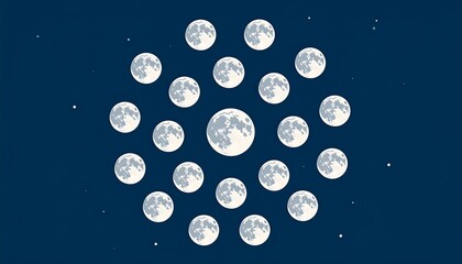 Celestial Moon Circle Night Sky.