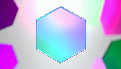 Iridescent Hexagonal Prism with Gradient Colors.