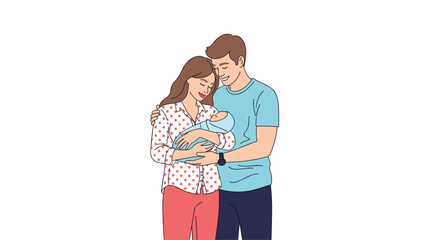 A tender moment shared by parents cradling their newborn child in a loving embrace creating a family bond
