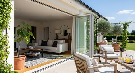 Modern Outdoor Living Area with Bi-Fold Doors.