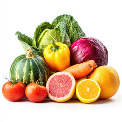 Colorful fresh vegetables and fruits with vibrant colors