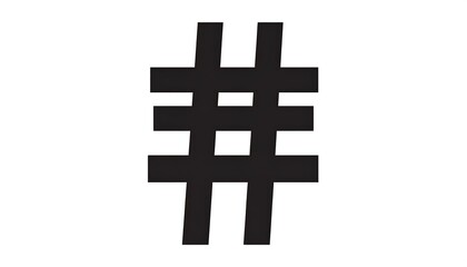A bold, stylized hashtag symbol stands out against a plain white background.