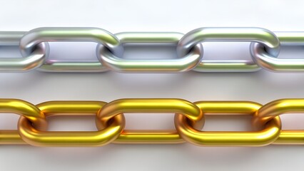 Fototapeta premium Silver and Gold Metal Chains Linked Together – Strength and Connection Symbol