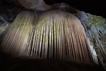 Rock formations inside the Prometheus Cave. Georgia.