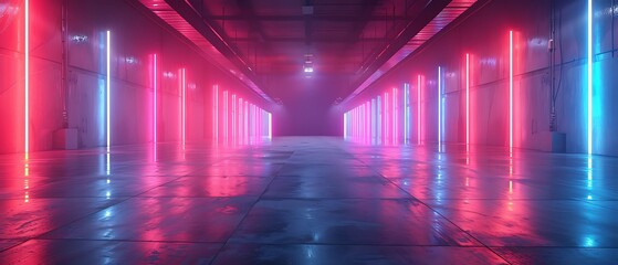 Modern neon stage with pink reflections high resolution picture