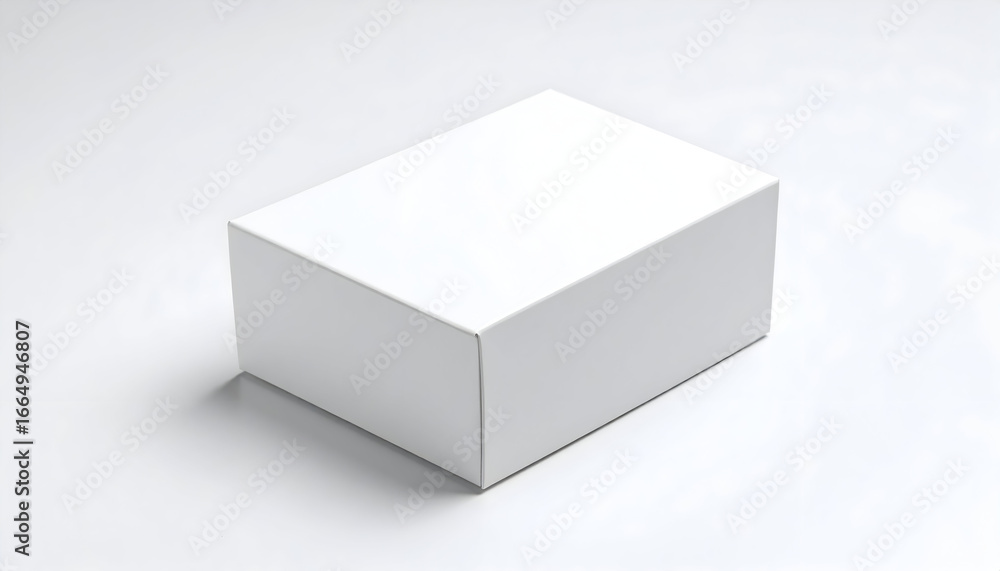 Poster white rectangular box mockup with closed lid on a clean white background with soft shadow