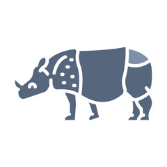 Indian rhinoceros color flat icon for digital and print projects.