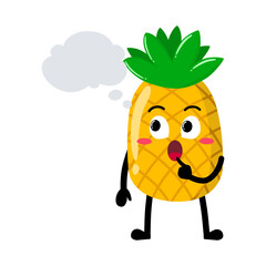 Cute Hand Drawn Pineapple Daydreaming Imagining