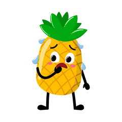Cute Hand Drawn Nervous Pineapple Expression
