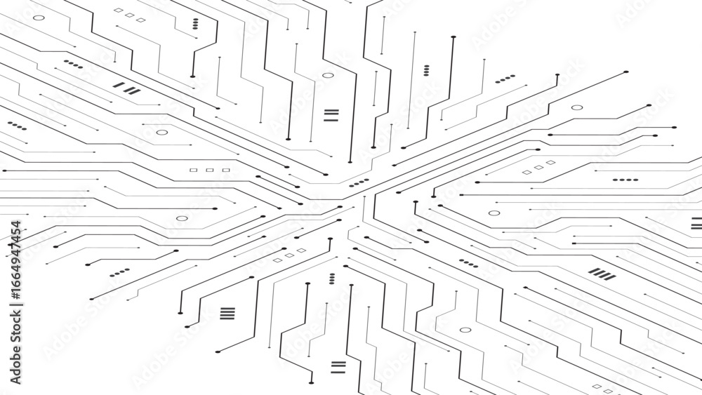 Poster ai artificial intelligence on circuit board in black and white background. technology and engineerin