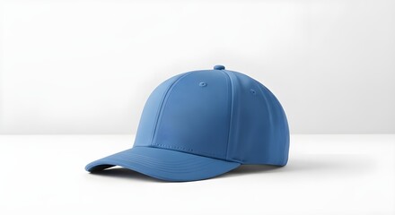 Fototapeta premium Blue Baseball Cap Mockup on White Background