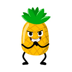Cute Hand Drawn Mischievous Pineapple Expression
