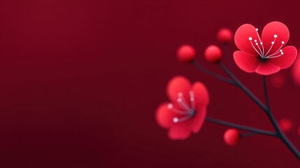 A close up of a red flower with a red background