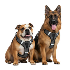 Fototapeta premium Dog Harnesses: German Shepherd & Bulldog in Comfortable Step-in Designs