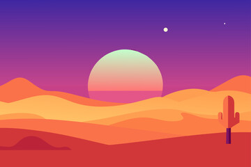 Surreal Minimal Desert with Glowing Colors Scene