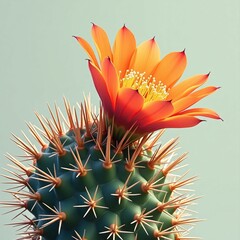 Desert plant with sharp spines producing flower