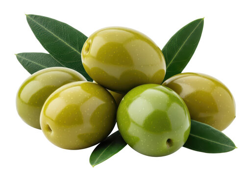 Fresh green olives with leaves on background fruit