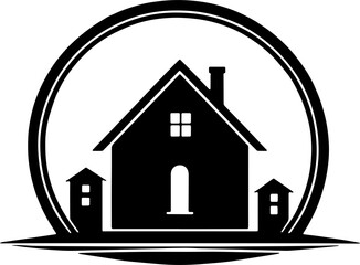 Minimalist Home or House Icon Real Estate or Property Management Concept