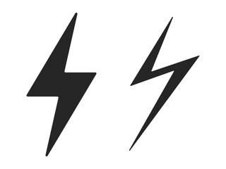 Two lightning bolts symbol, black lightning bolt illustration.