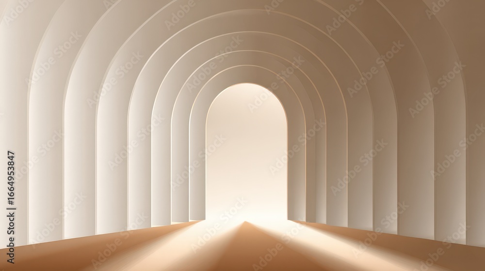 Poster abstract warm-toned background featuring soft light and shadow with an arch of columns, ideal for pr