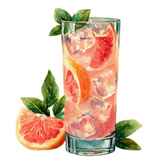 Refreshing grapefruit cocktail in a tall glass