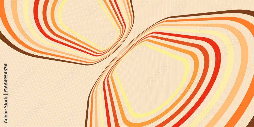 Poster linear vector abstract background in all colors of rainbow, retro style lines in 3d dimensional pers