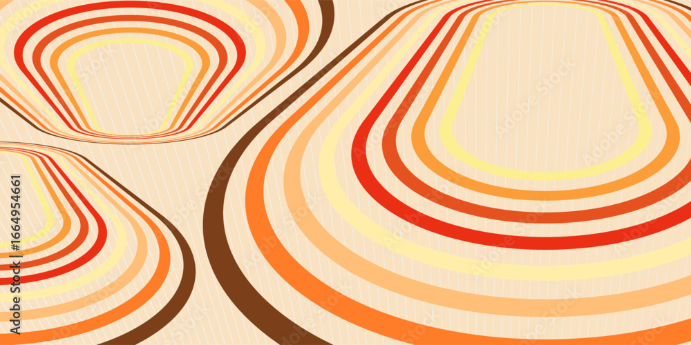 Poster linear vector abstract background in all colors of rainbow, retro style lines in 3d dimensional pers