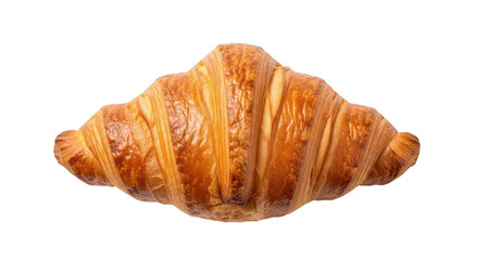 Golden brown flaky croissant pastry isolated on background baked food image