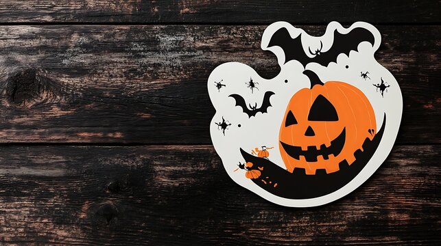 Die-cut Halloween sticker with character expressing deep sense of unity