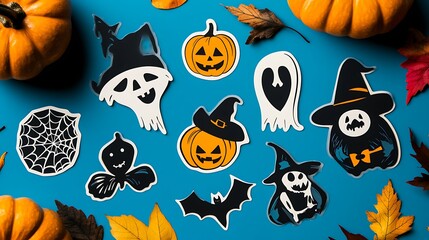Fototapeta premium Halloween die-cut sticker with personage representing connection and unity