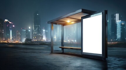 Night bus stop advertisement