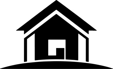 Minimalist Home or House Icon Real Estate or Property Management Concept