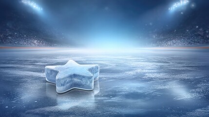 Frozen star on a hockey rink.