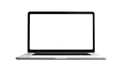 Front view of a laptop computer with blank screen