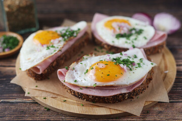 The Strammer Max sandwich, traditional dish in Germany Berlin and Saxon region