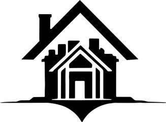 Minimalist Home or House Icon Real Estate or Property Management Concept
