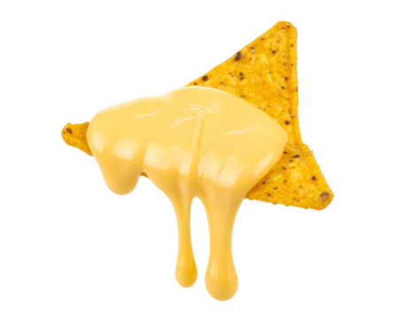 Tortilla chip holding silky melted cheese