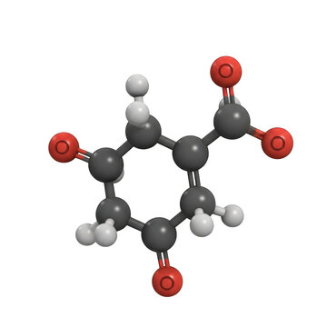 3d molecular model of benzoic acid isolated on transparent background