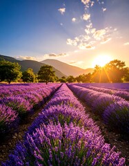 Obraz premium Lavender field at sunset (10)