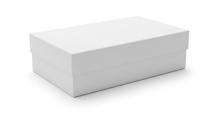 Isolated White Cardboard Box with Lid on a White Background for Product Packaging, Storage, or Gift Presentation in a Clean and Minimalist Style