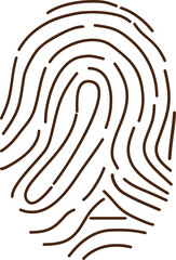 Brown fingerprint vector graphic with unique ridges and patterns design