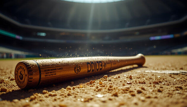 A wooden baseball bat with the letters DOD on it