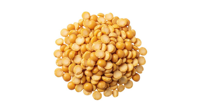 Pile of dried yellow split peas on a background food