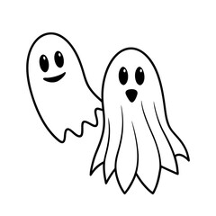 Two friendly cartoon ghosts with happy and surprised expressions