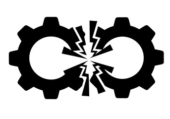Cognitive Dissonance Icon with Clashing Gears Representing Mental Conflict
