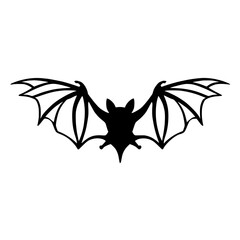 Naklejka premium Bat Silhouette Vector, Wings Spread