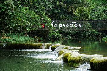 Chet Sao Noi Waterfall National Park or Seven Little Girls waterfall, a seven tiers of small and beautiful waterfall in Namtok Chet Sao Noi National Park, Saraburi, Thailand.
