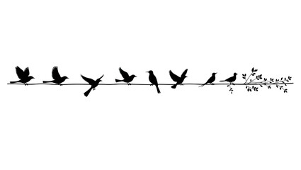 Obraz premium Minimal Bird Silhouettes Vector – Isolated on White Background