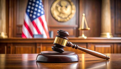Gavel with Courtroom, Justice, and USA.